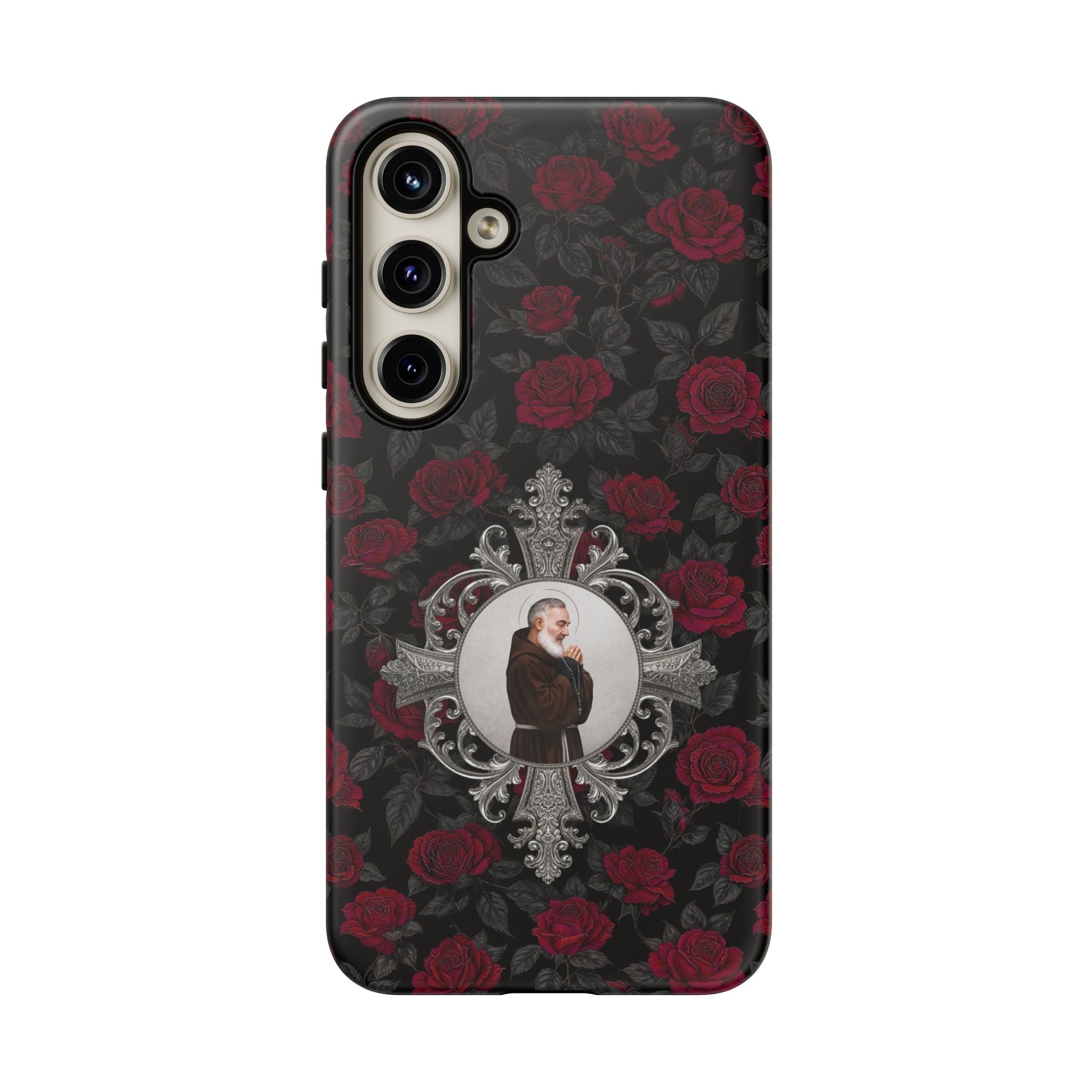 St. Padre Pio Hard Phone Case (Roses) - Venxara