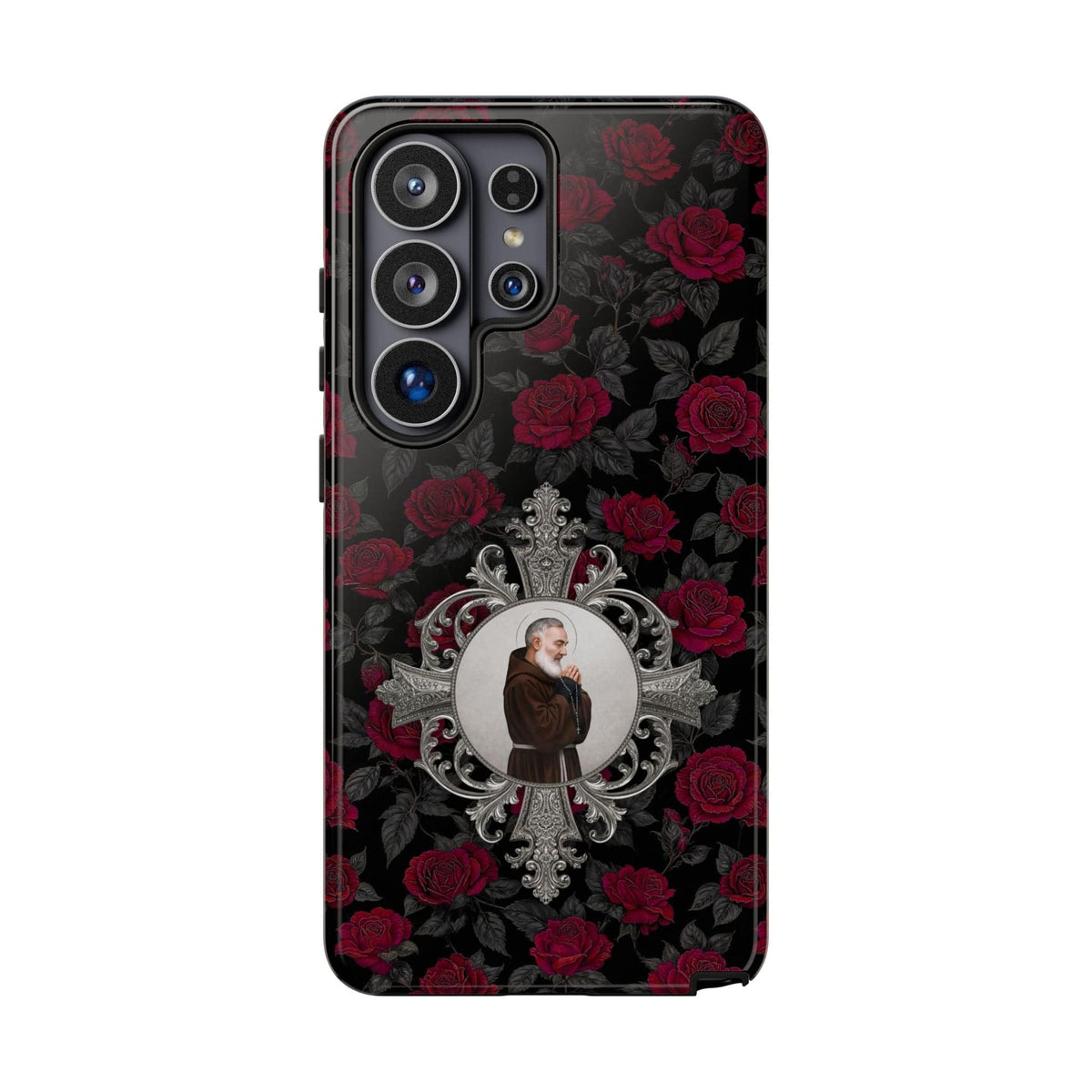 St. Padre Pio Hard Phone Case (Roses) Copyright VENXARA