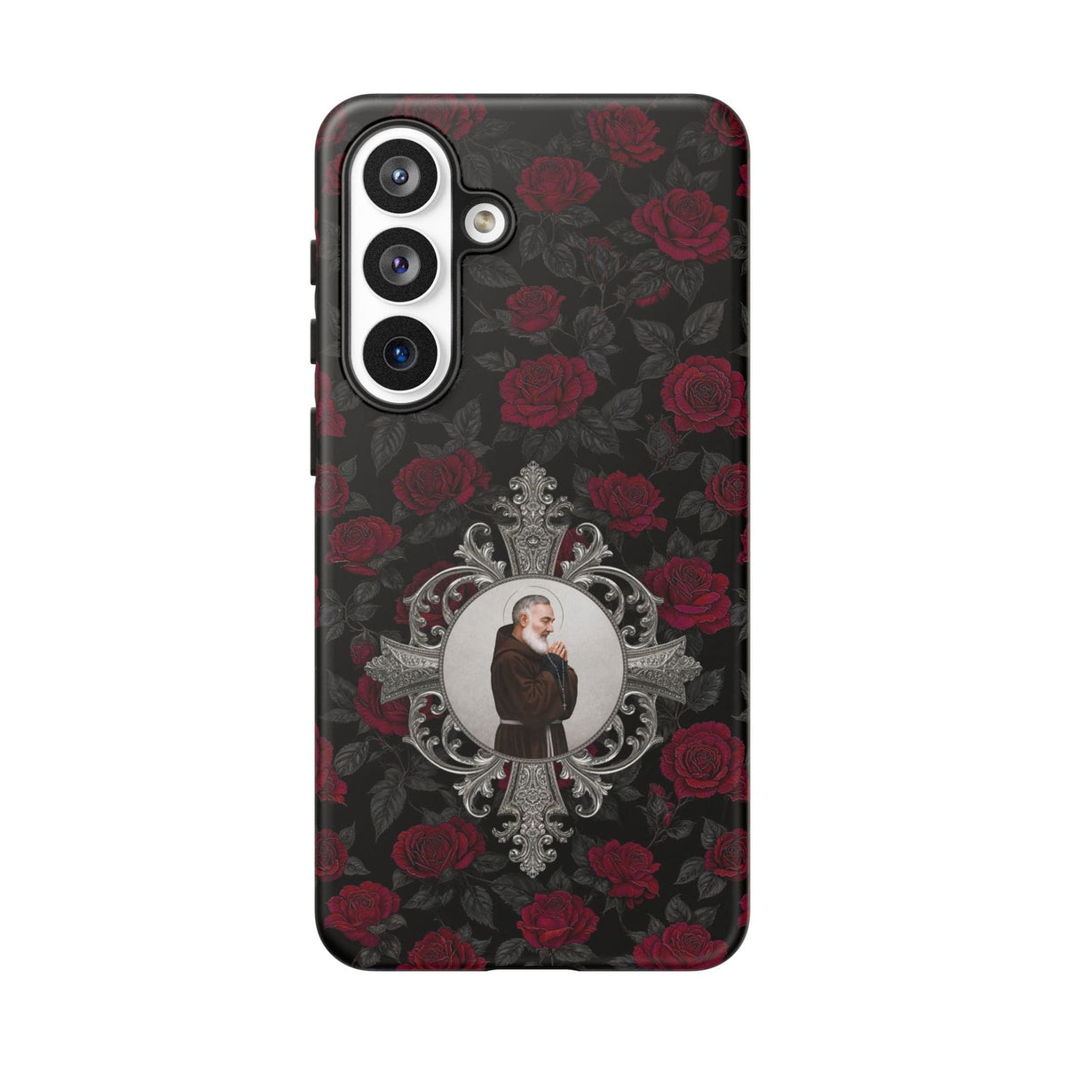 St. Padre Pio Hard Phone Case (Roses) Copyright VENXARA