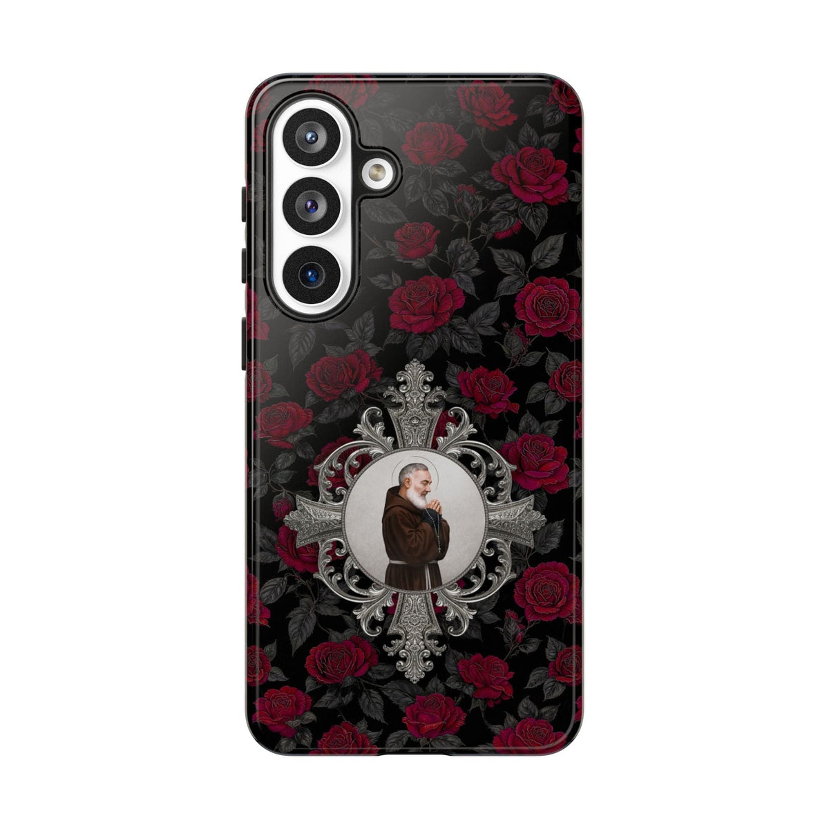 St. Padre Pio Hard Phone Case (Roses) Copyright VENXARA