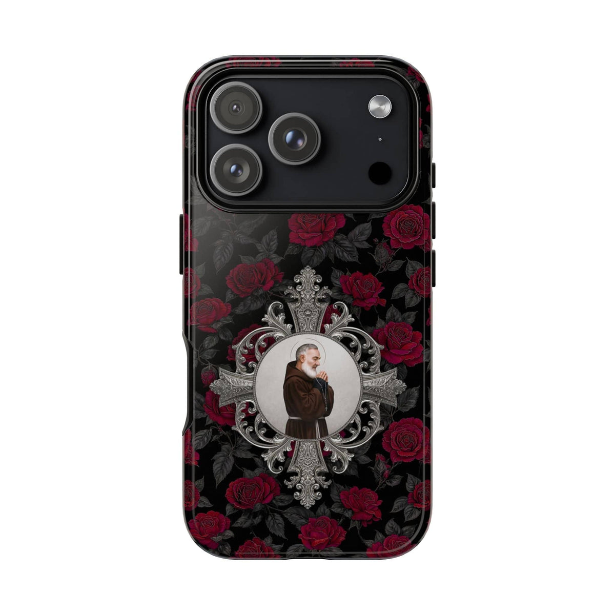 St. Padre Pio Hard Phone Case (Roses) Copyright VENXARA