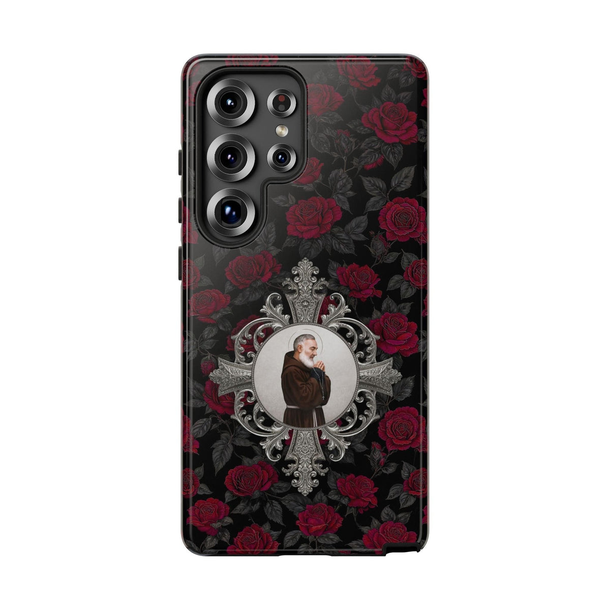 St. Padre Pio Hard Phone Case (Roses) Copyright VENXARA