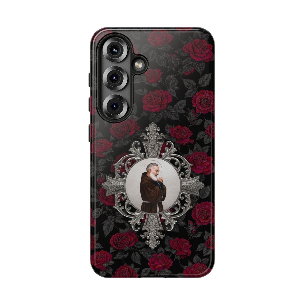 St. Padre Pio Hard Phone Case (Roses) Copyright VENXARA