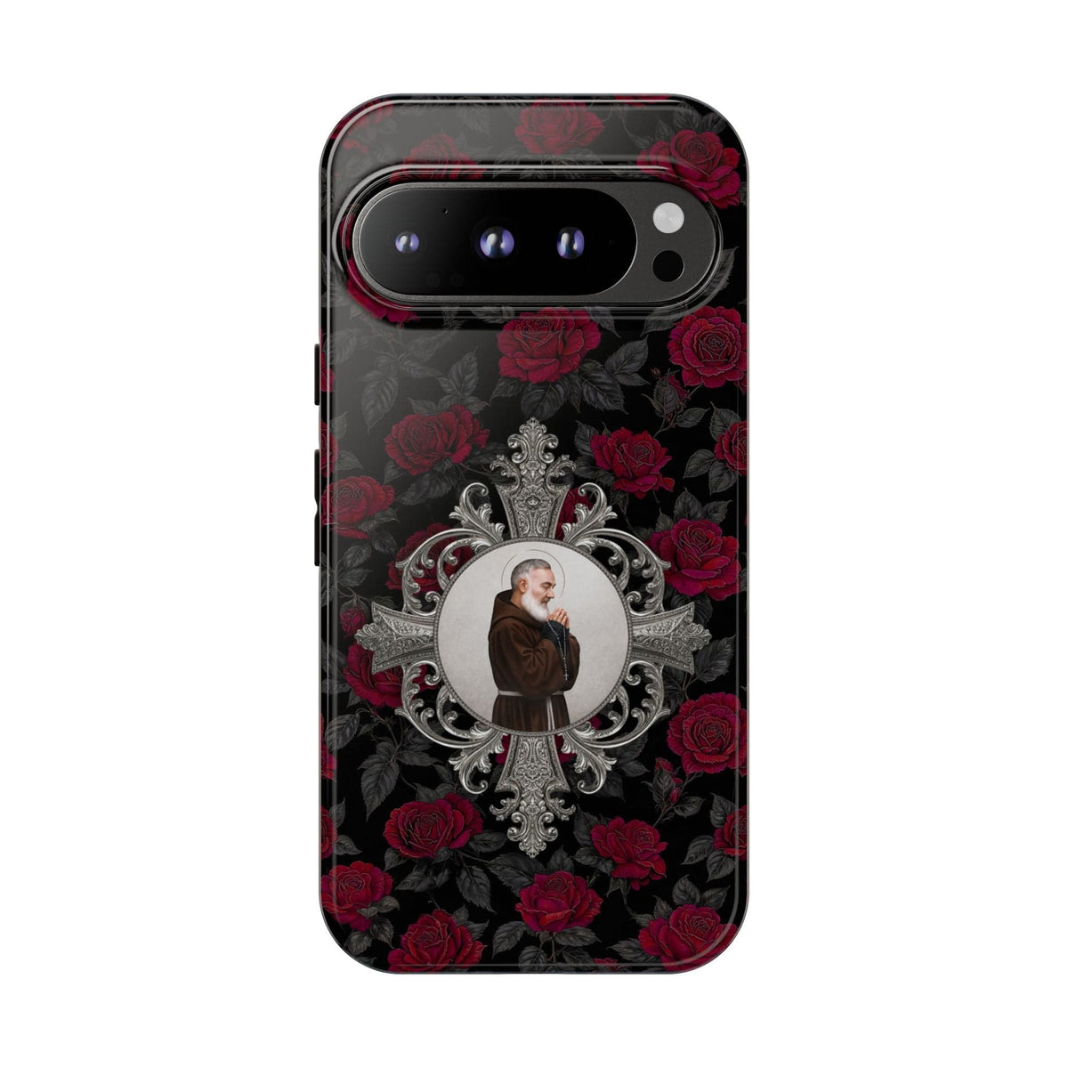 St. Padre Pio Hard Phone Case (Roses) Copyright VENXARA