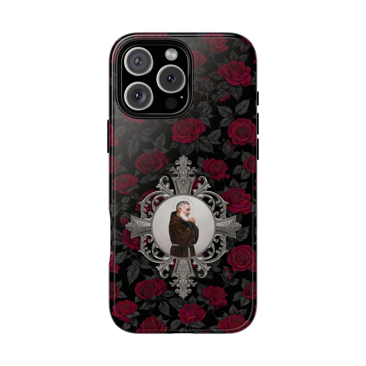 St. Padre Pio Hard Phone Case (Roses) Copyright VENXARA