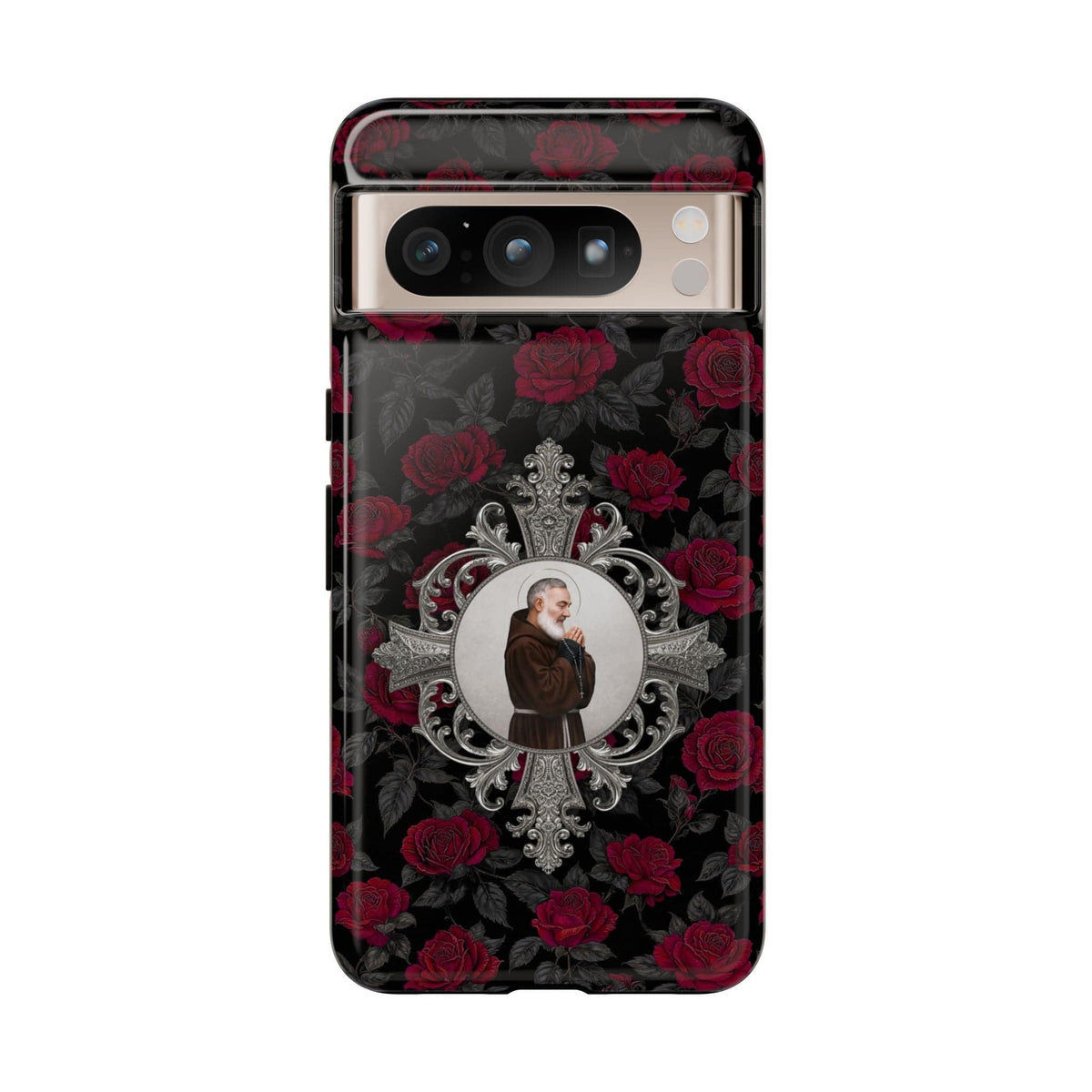 St. Padre Pio Hard Phone Case (Roses) Copyright VENXARA
