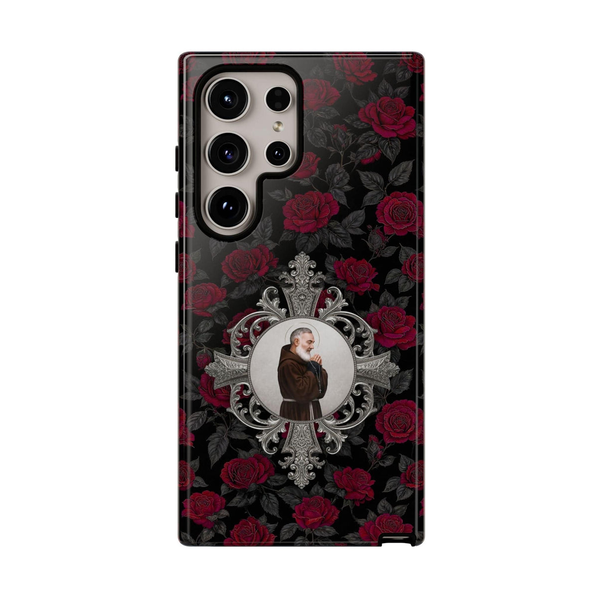 St. Padre Pio Hard Phone Case (Roses) Copyright VENXARA