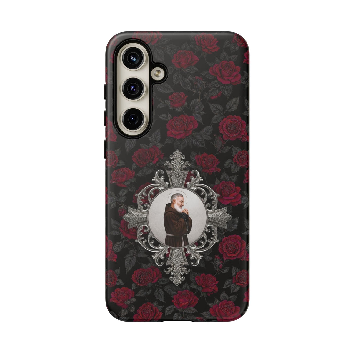 St. Padre Pio Hard Phone Case (Roses) Copyright VENXARA