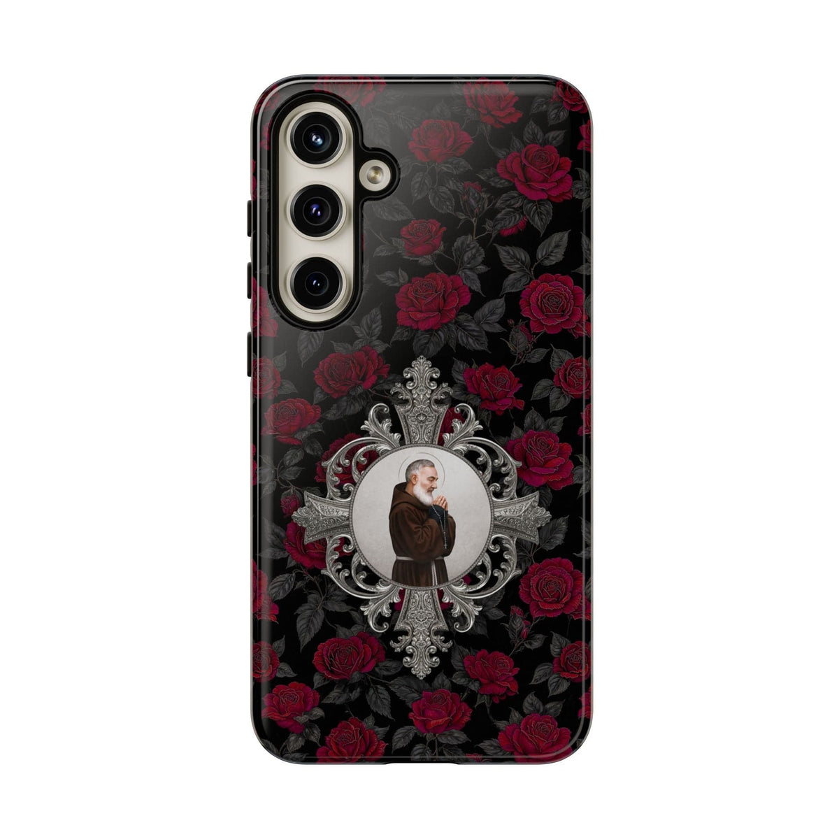 St. Padre Pio Hard Phone Case (Roses) Copyright VENXARA