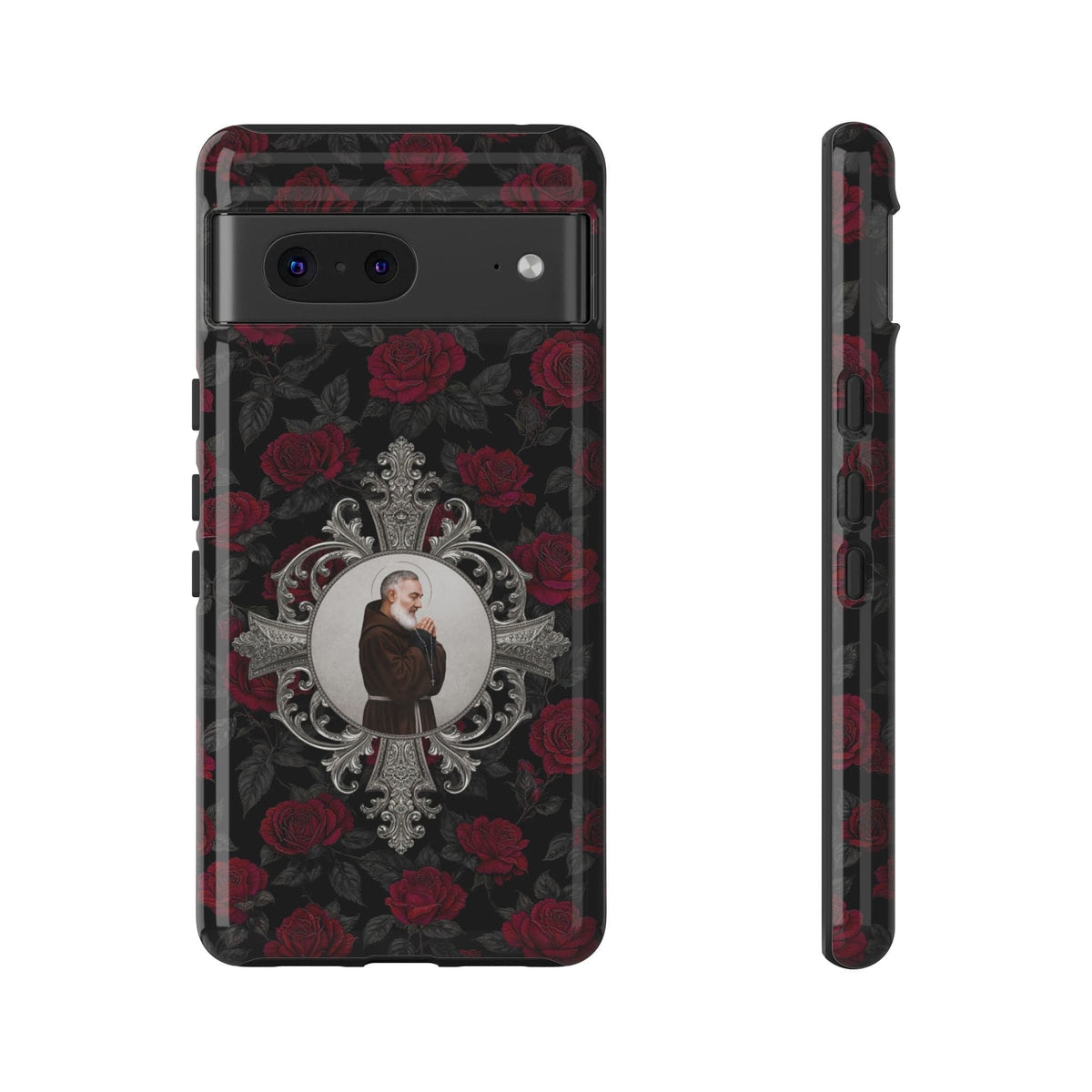 St. Padre Pio Hard Phone Case (Roses) Copyright VENXARA