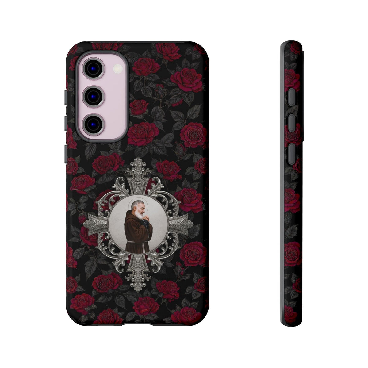 St. Padre Pio Hard Phone Case (Roses) Copyright VENXARA