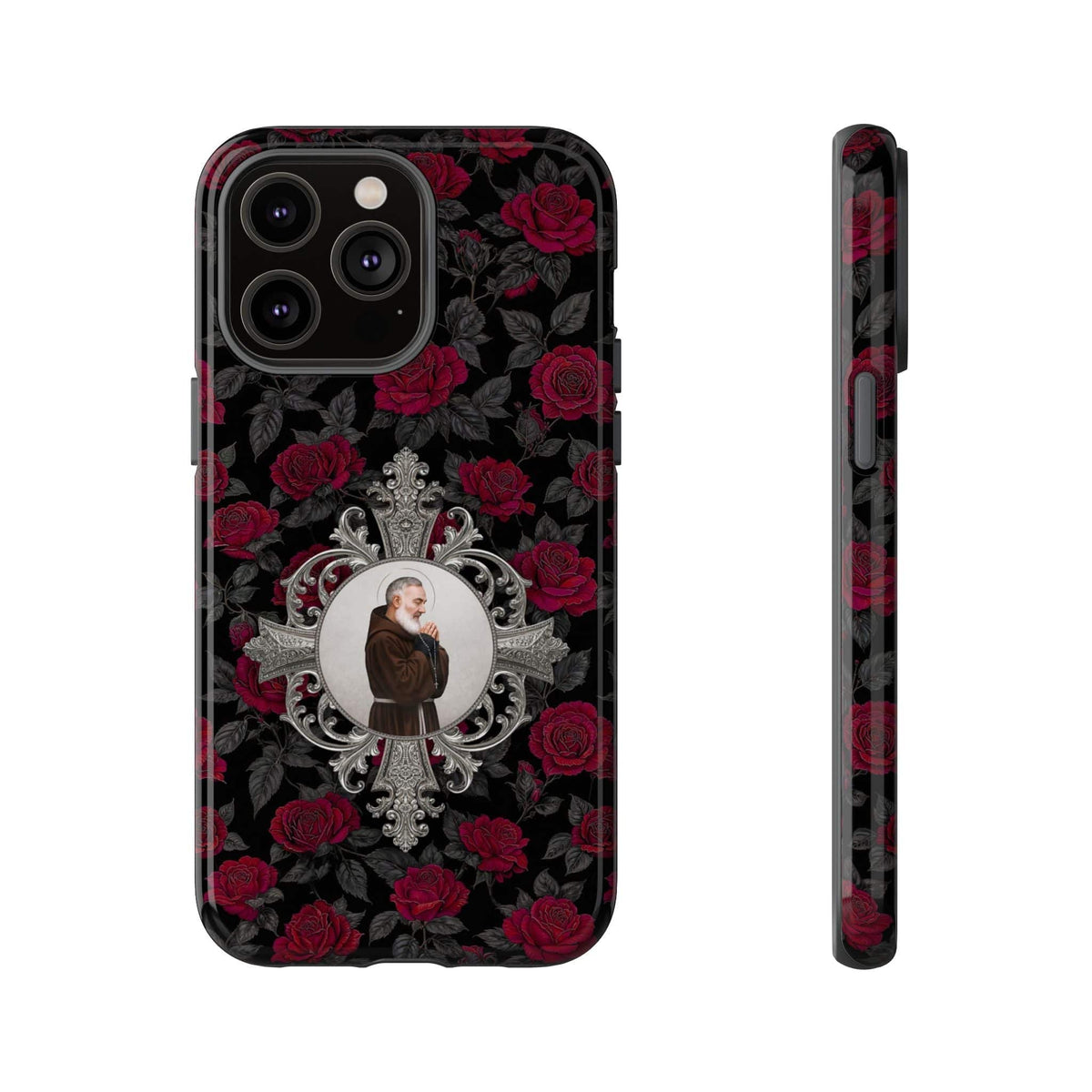 St. Padre Pio Hard Phone Case (Roses) Copyright VENXARA