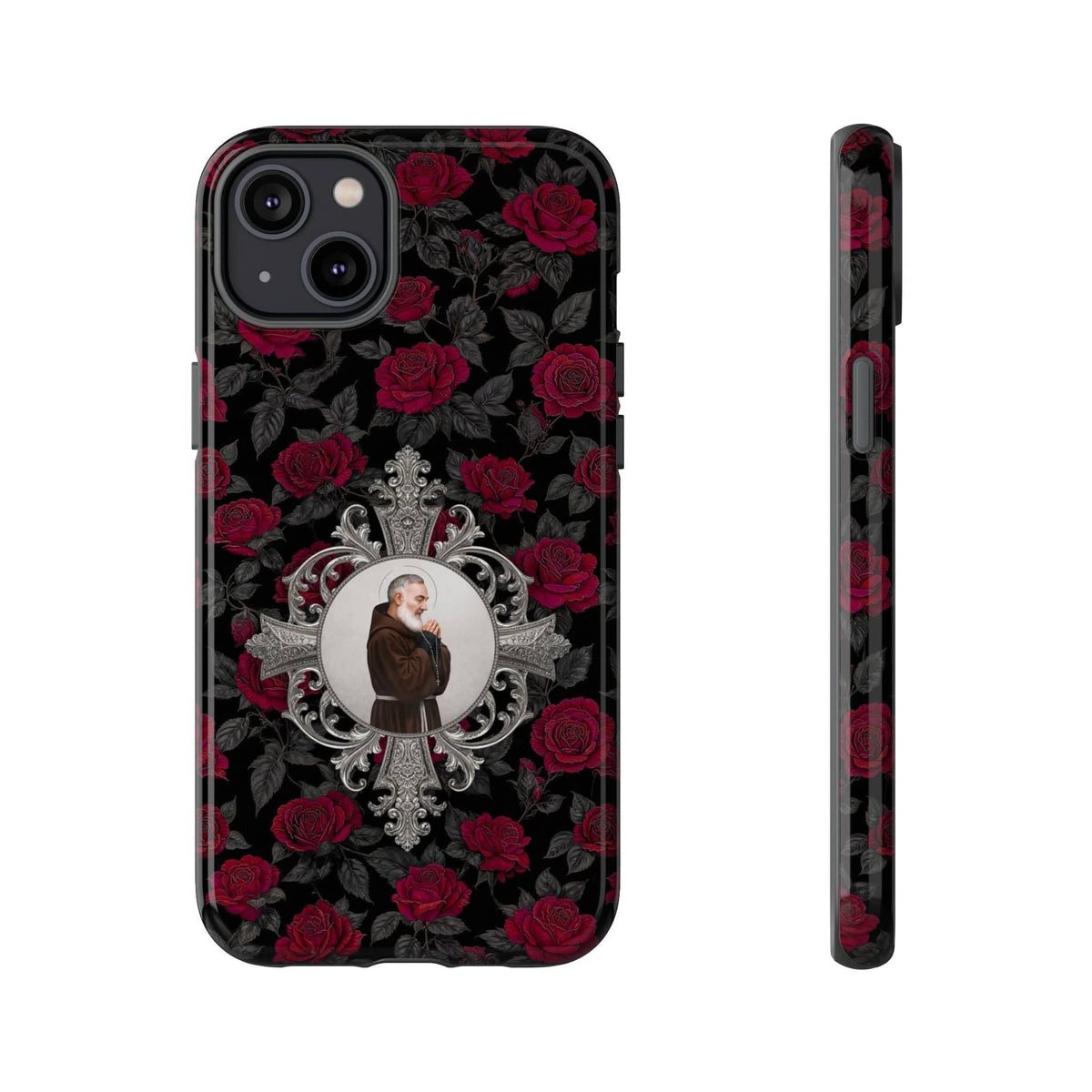 St. Padre Pio Hard Phone Case (Roses) Copyright VENXARA