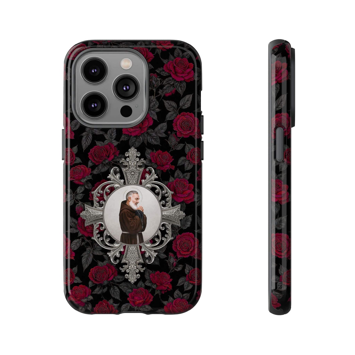 St. Padre Pio Hard Phone Case (Roses) Copyright VENXARA