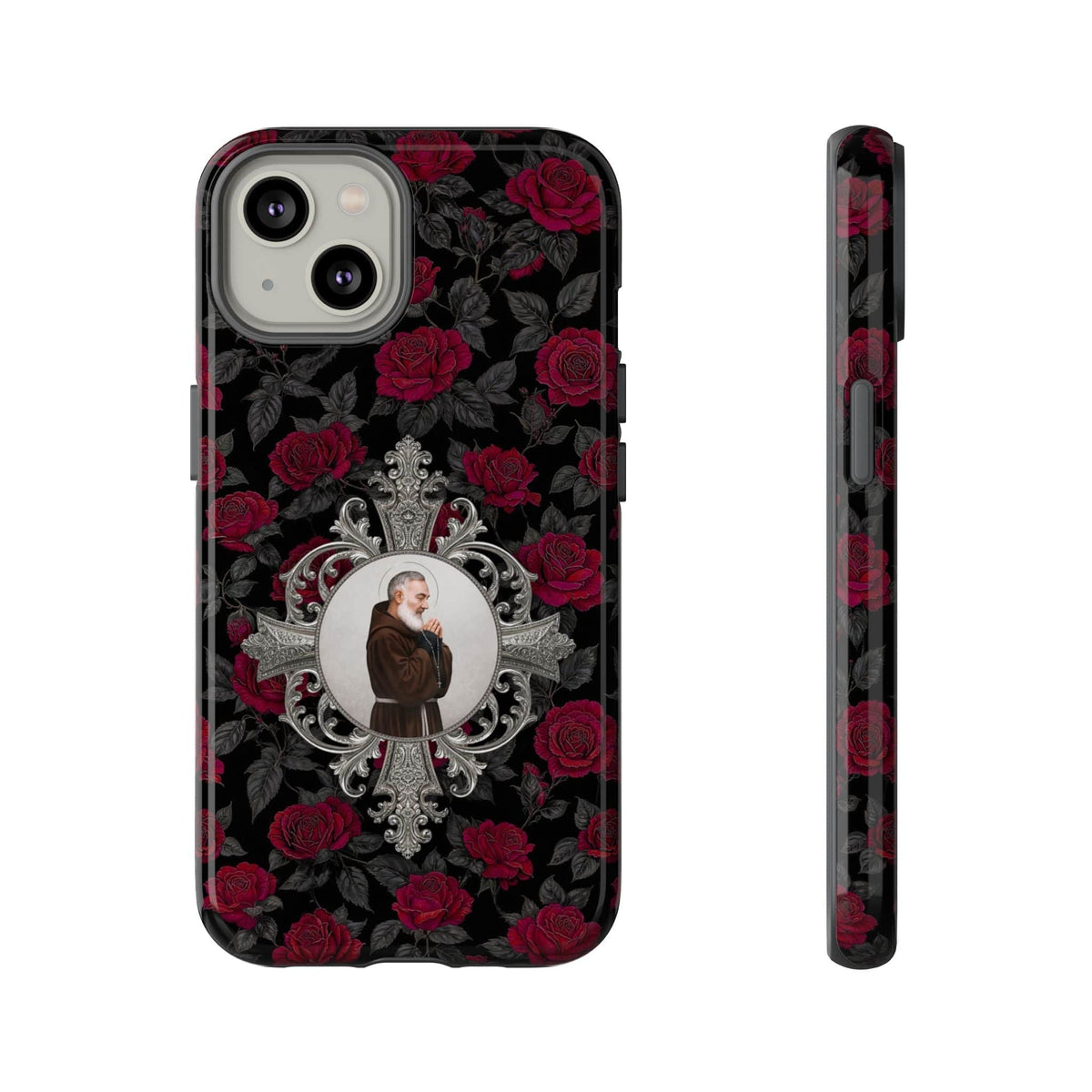 St. Padre Pio Hard Phone Case (Roses) Copyright VENXARA