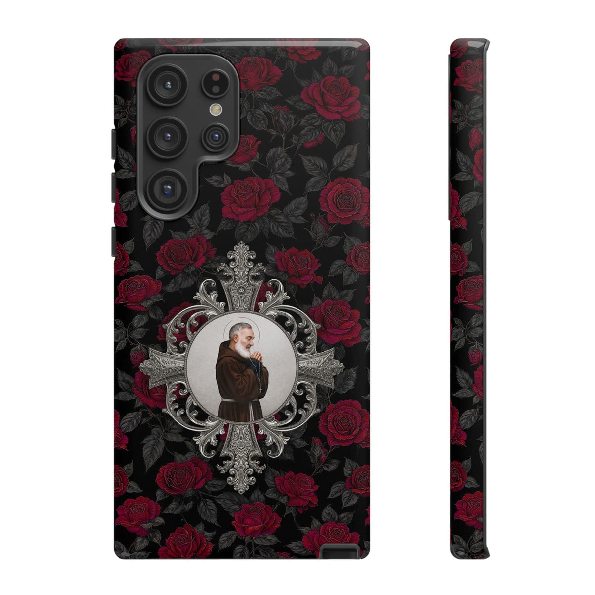 St. Padre Pio Hard Phone Case (Roses) Copyright VENXARA