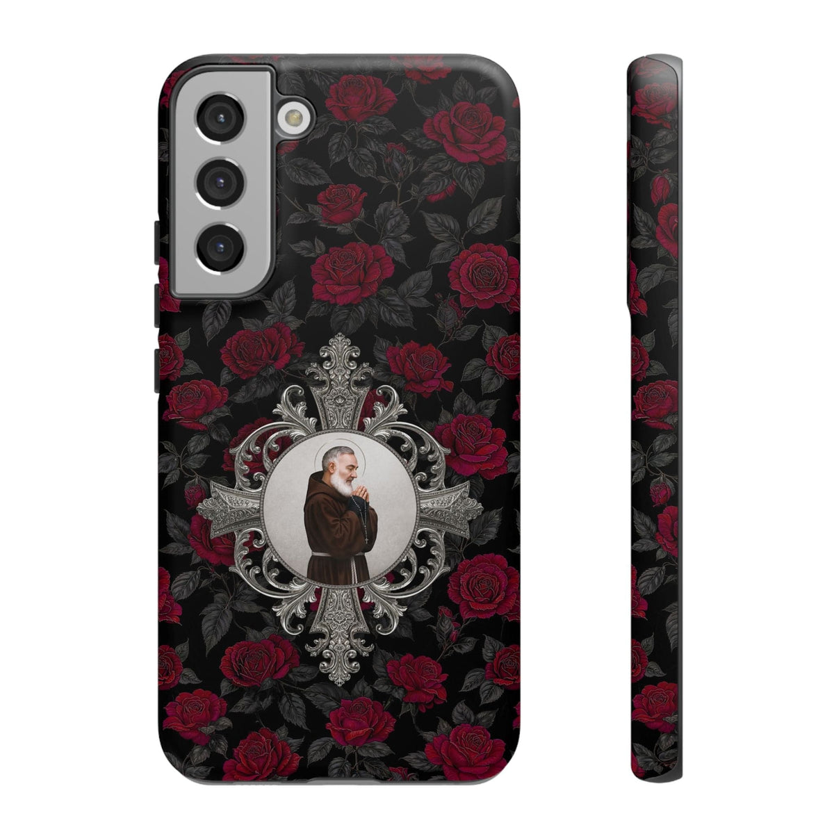 St. Padre Pio Hard Phone Case (Roses) Copyright VENXARA