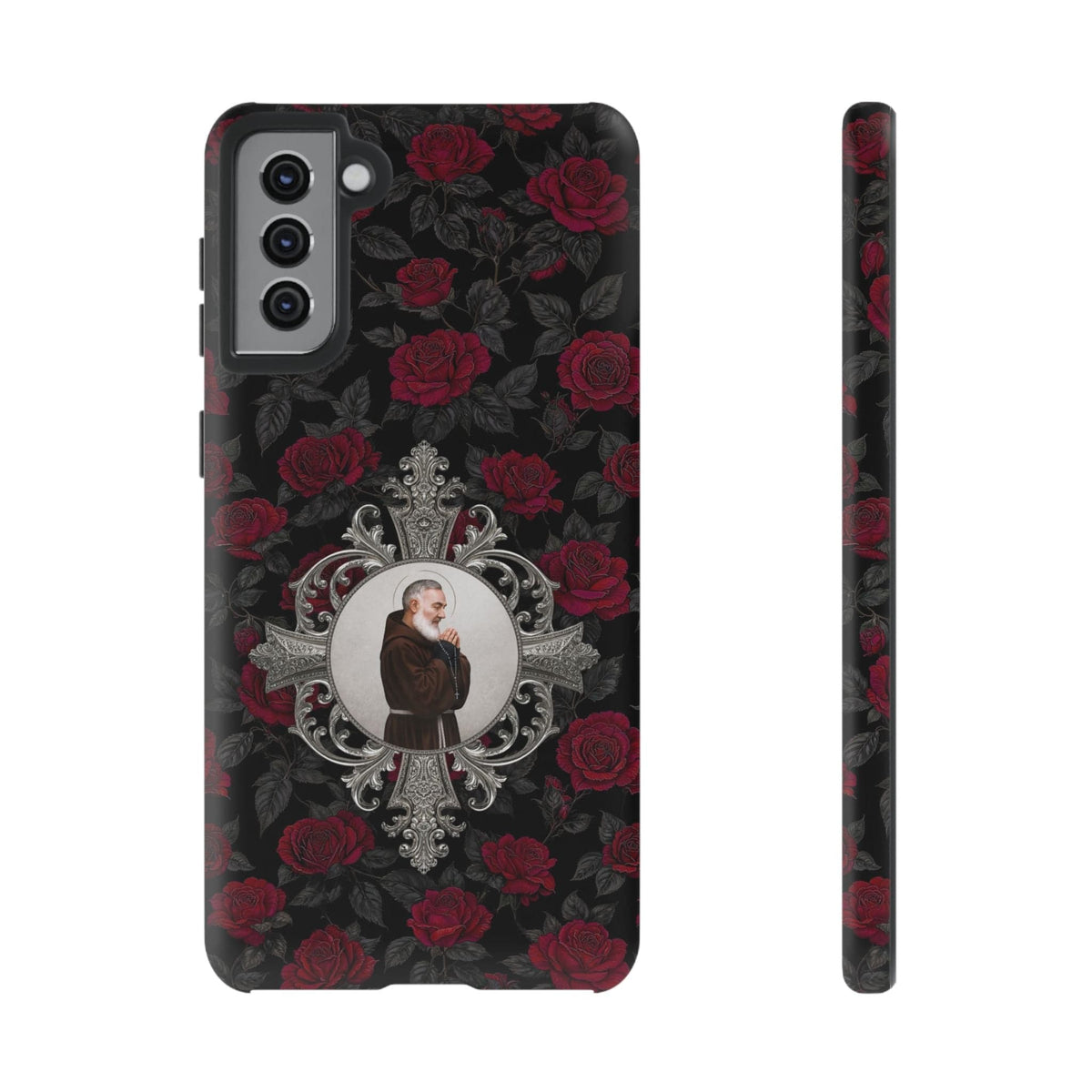 St. Padre Pio Hard Phone Case (Roses) Copyright VENXARA