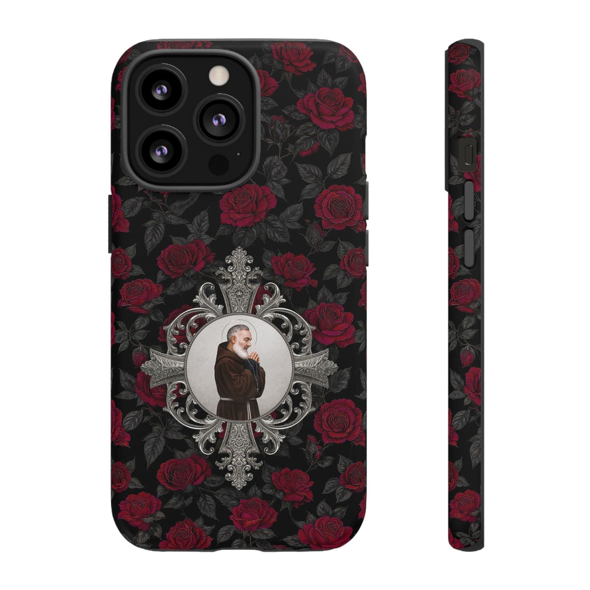 St. Padre Pio Hard Phone Case (Roses) Copyright VENXARA