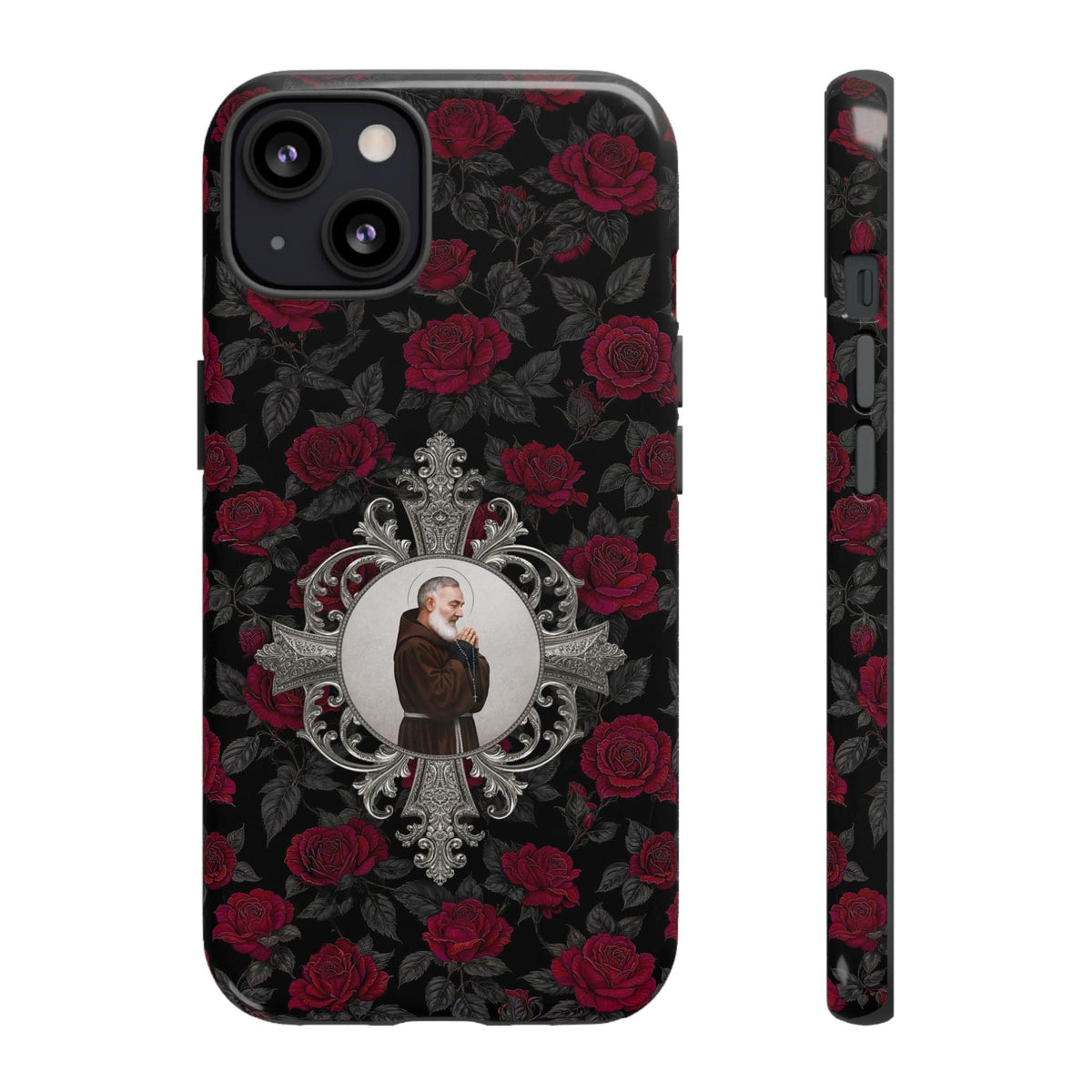 St. Padre Pio Hard Phone Case (Roses) Copyright VENXARA