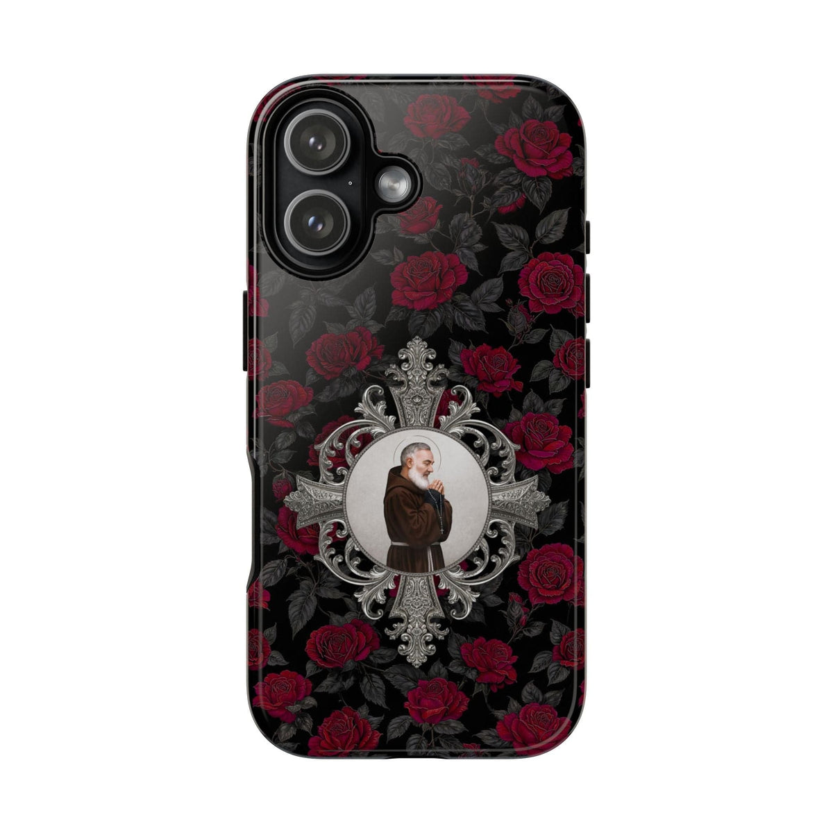 St. Padre Pio Hard Phone Case (Roses) Copyright VENXARA