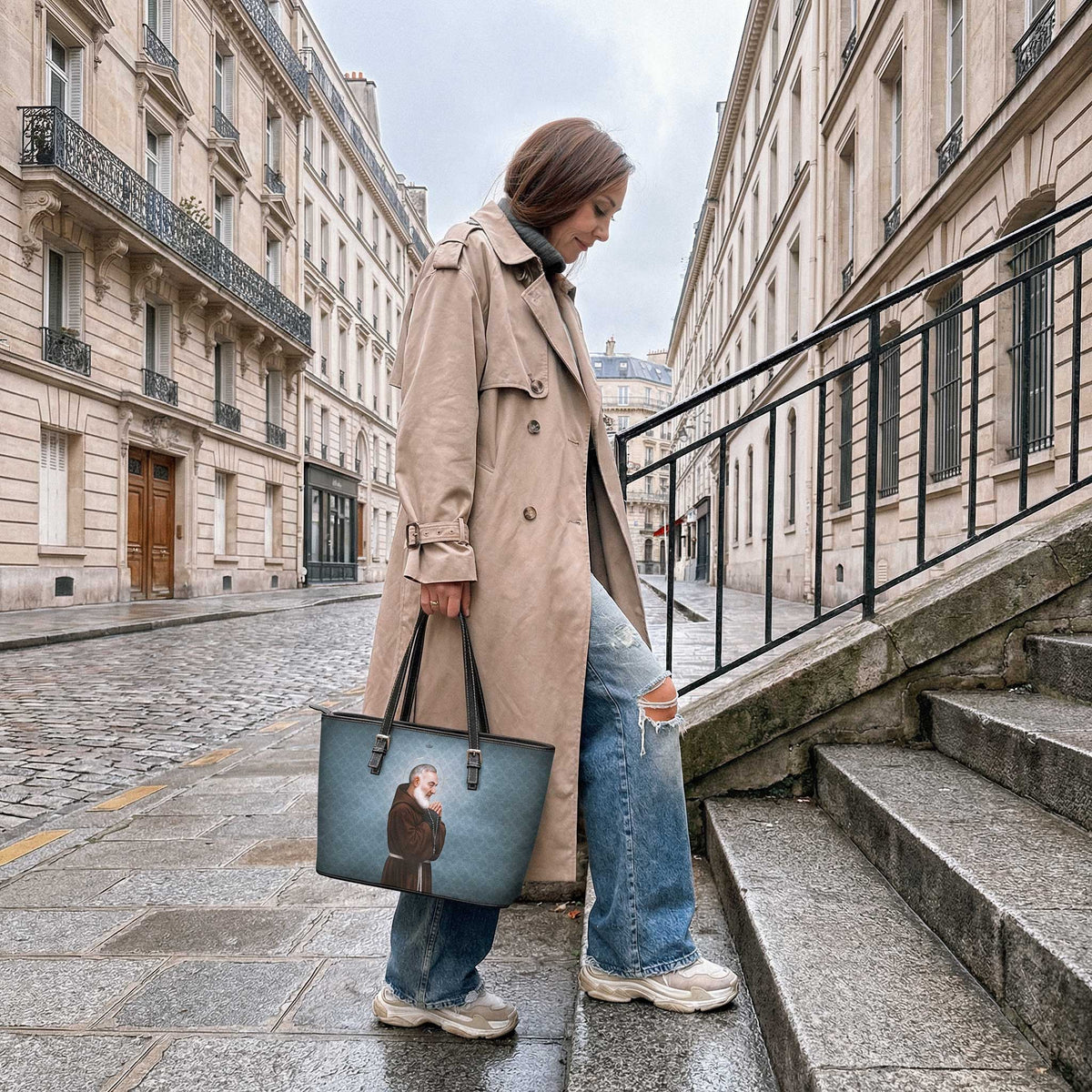 St. Padre Pio Tote Bag (Blue Patina) Copyright VENXARA