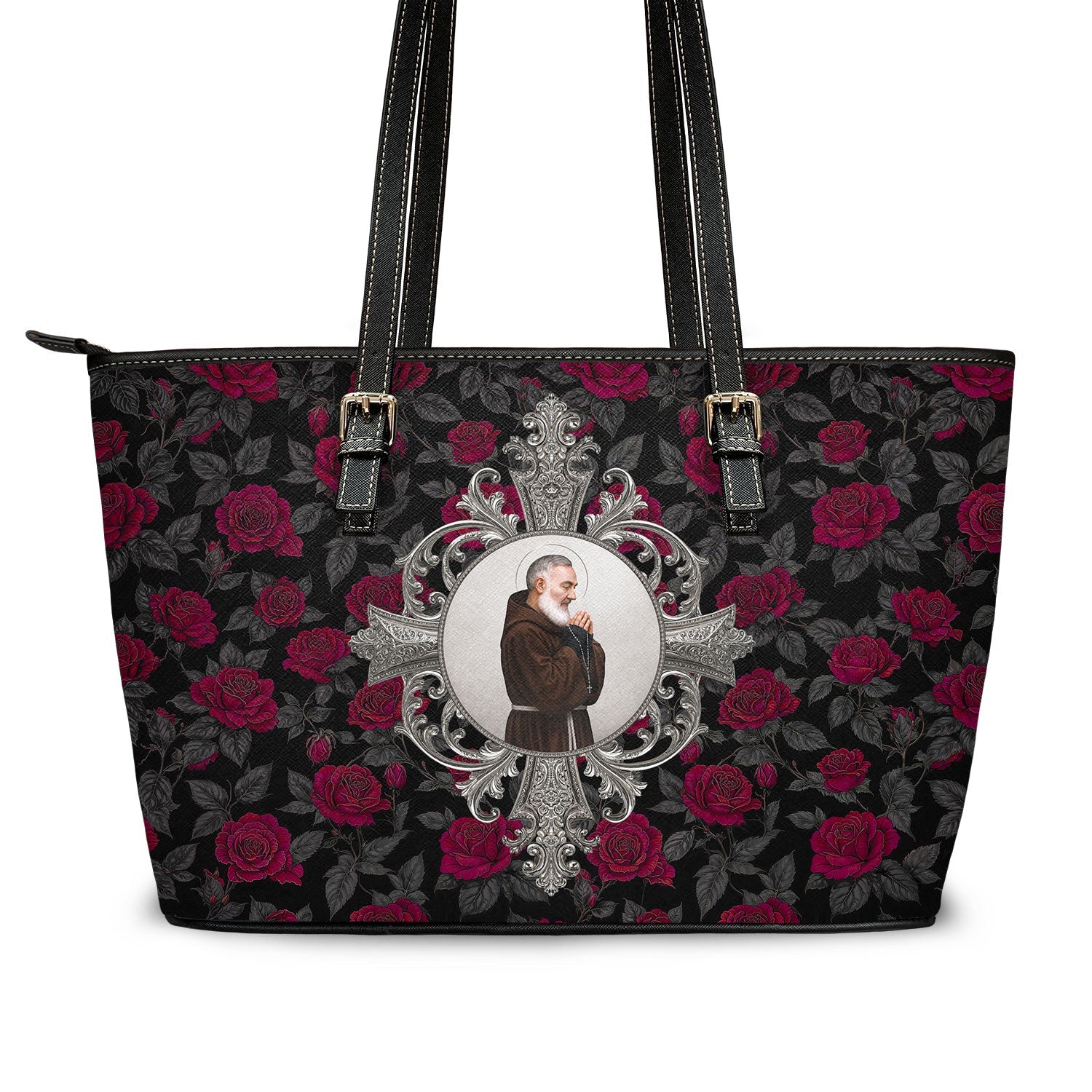 St. Padre Pio Tote Bag (Blue Patina)