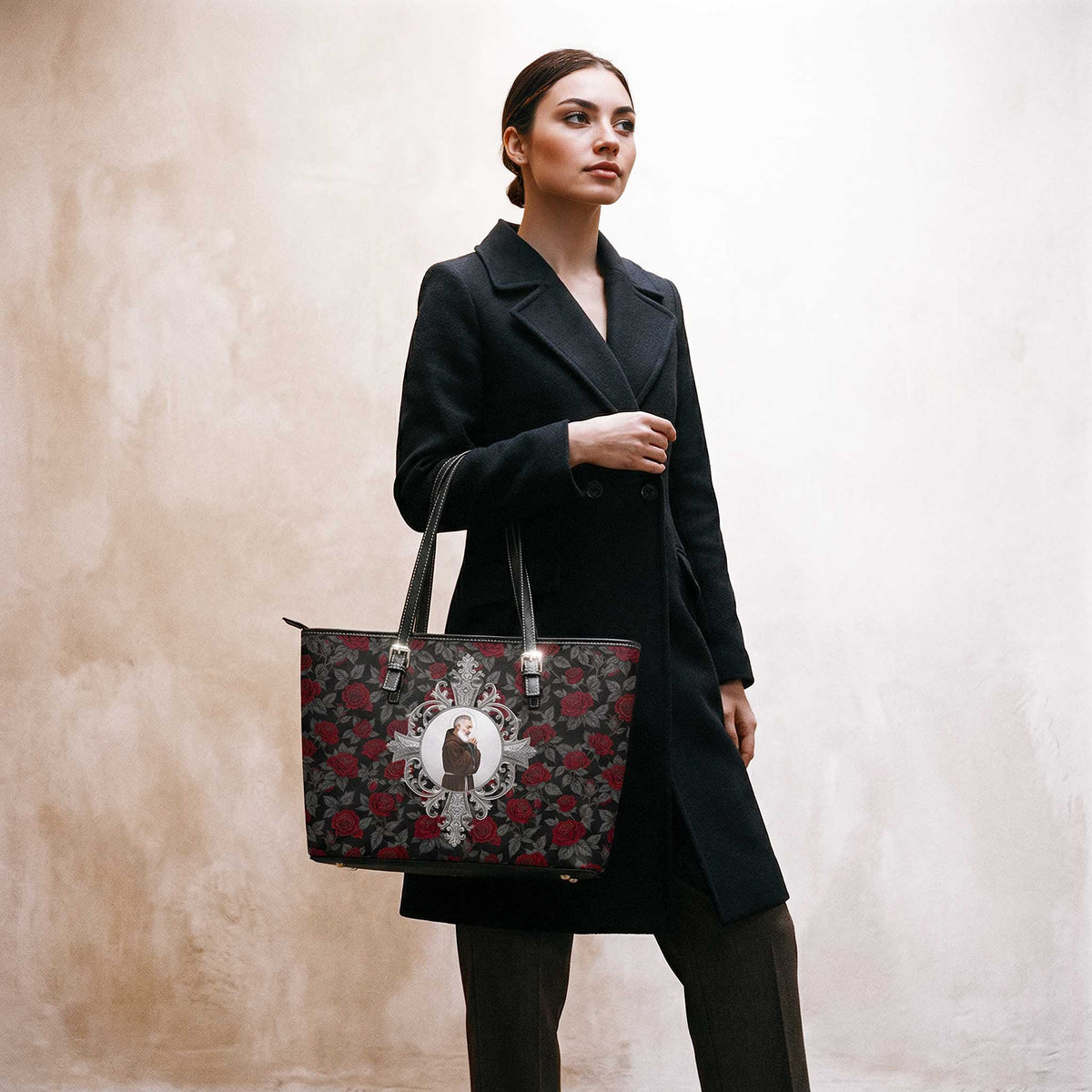 St. Padre Pio Tote Bag (Roses) Copyright VENXARA