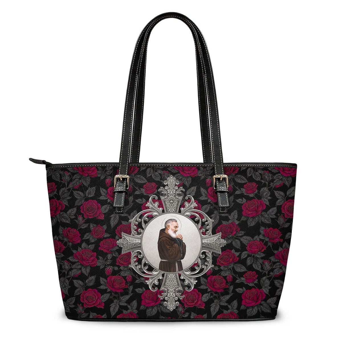St. Padre Pio Tote Bag (Roses) Copyright VENXARA