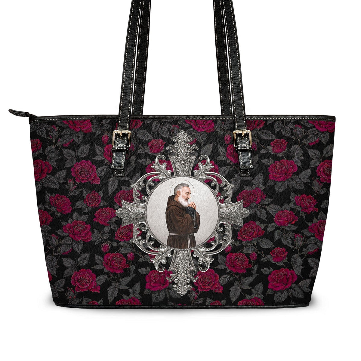 St. Padre Pio Tote Bag (Roses) Copyright VENXARA
