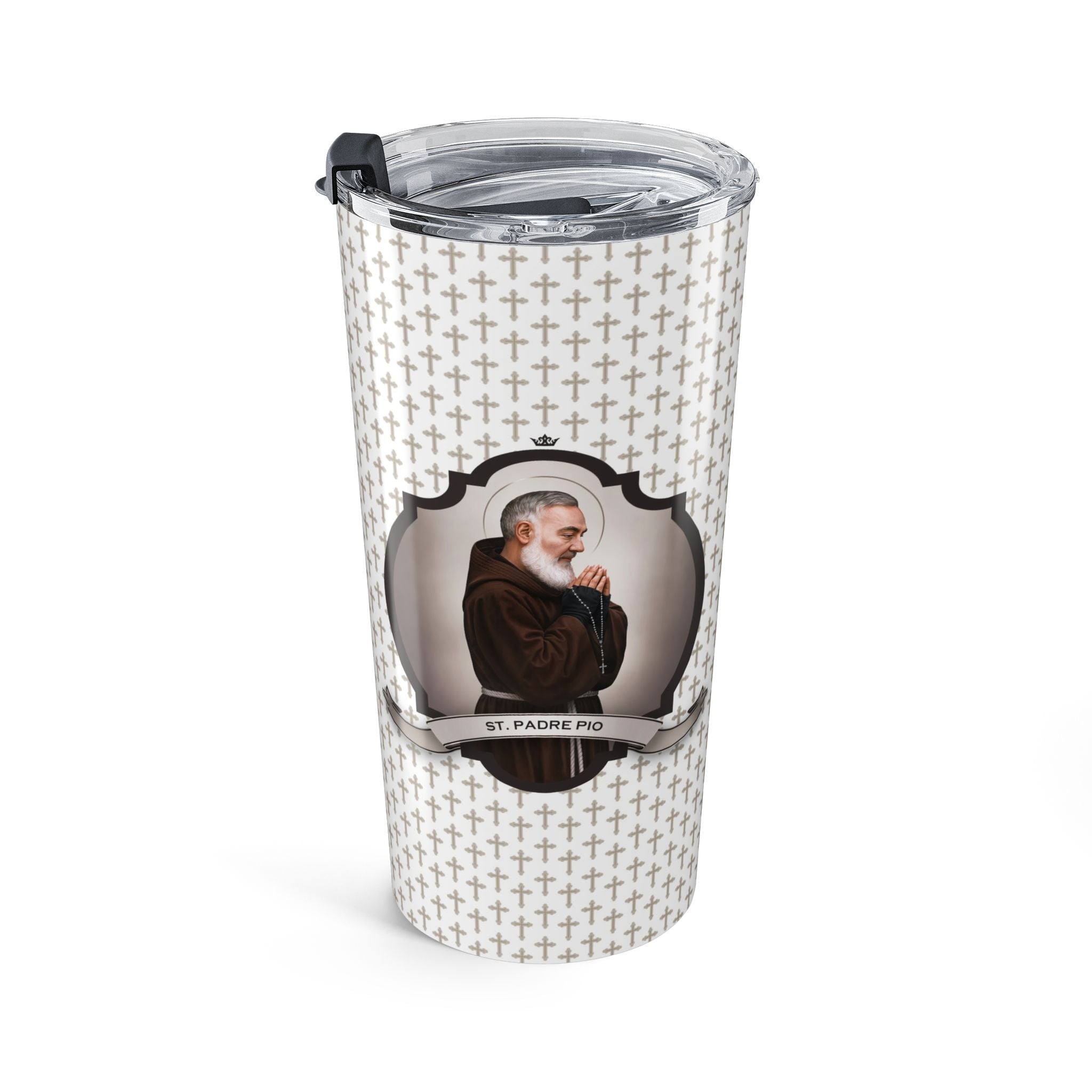 St. Padre Pio Tumbler (Crosses 20 oz) - VENXARA