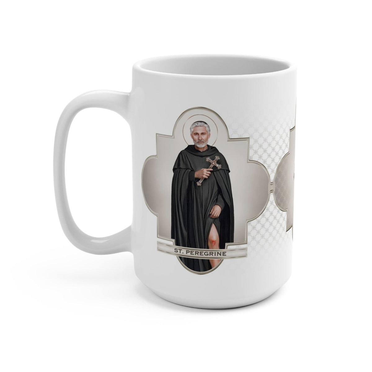 St. Peregrine Ceramic Mug (White 15 oz) Copyright VENXARA