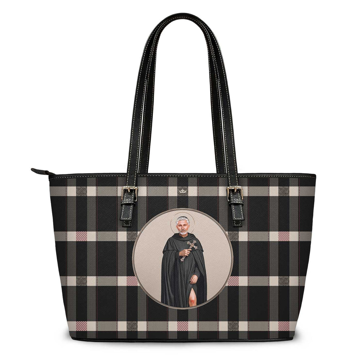 St. Peregrine Tote Bag (Plaid) Copyright VENXARA