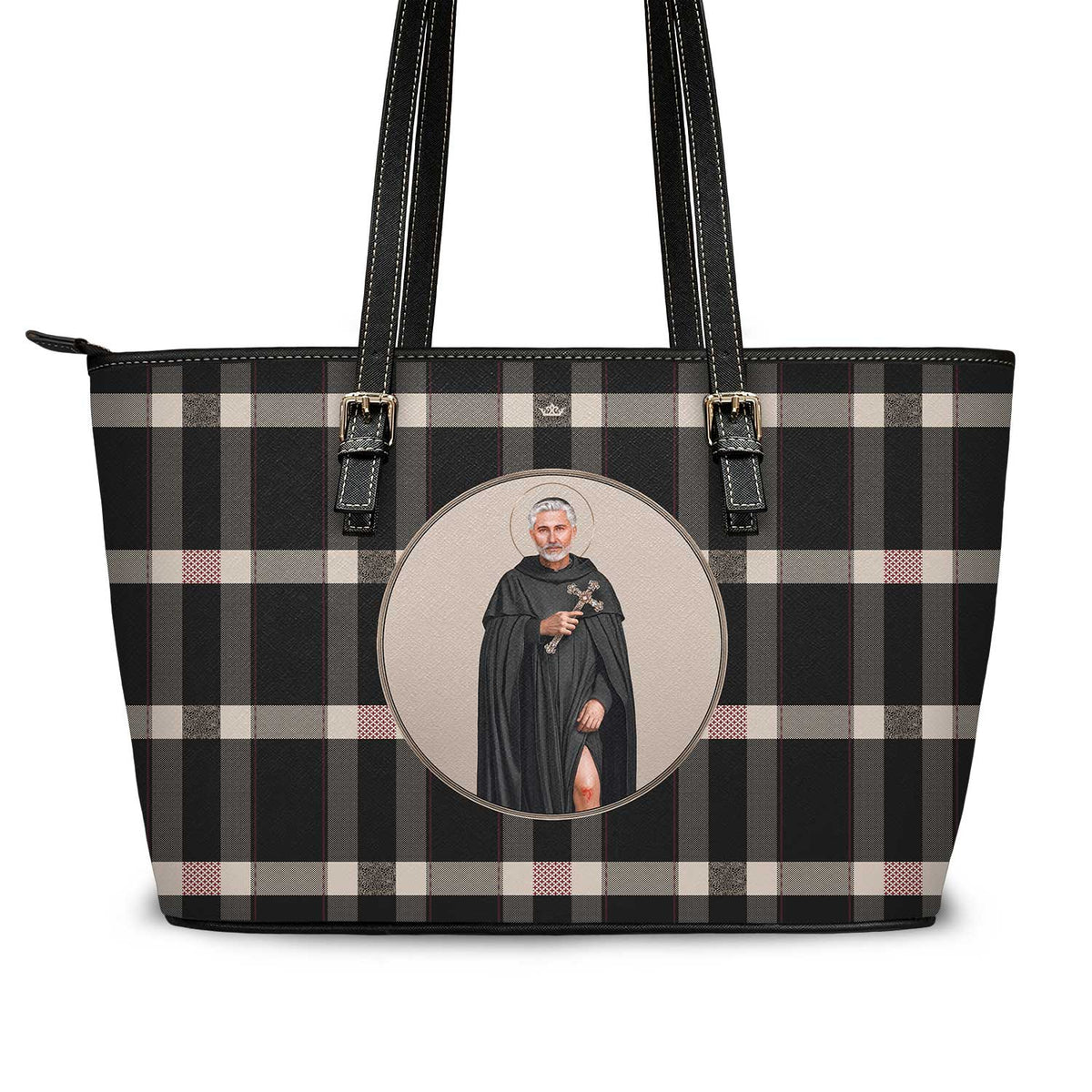 St. Peregrine Tote Bag (Plaid) Copyright VENXARA