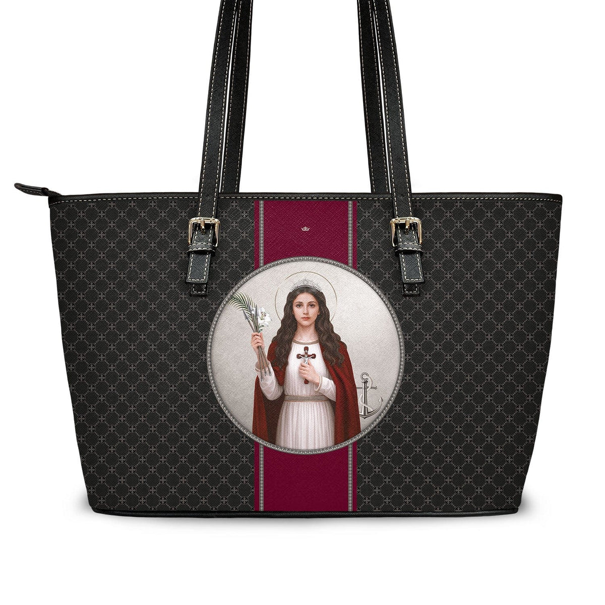 St. Philomena Medallion Tote Bag (Charcoal) Copyright VENXARA