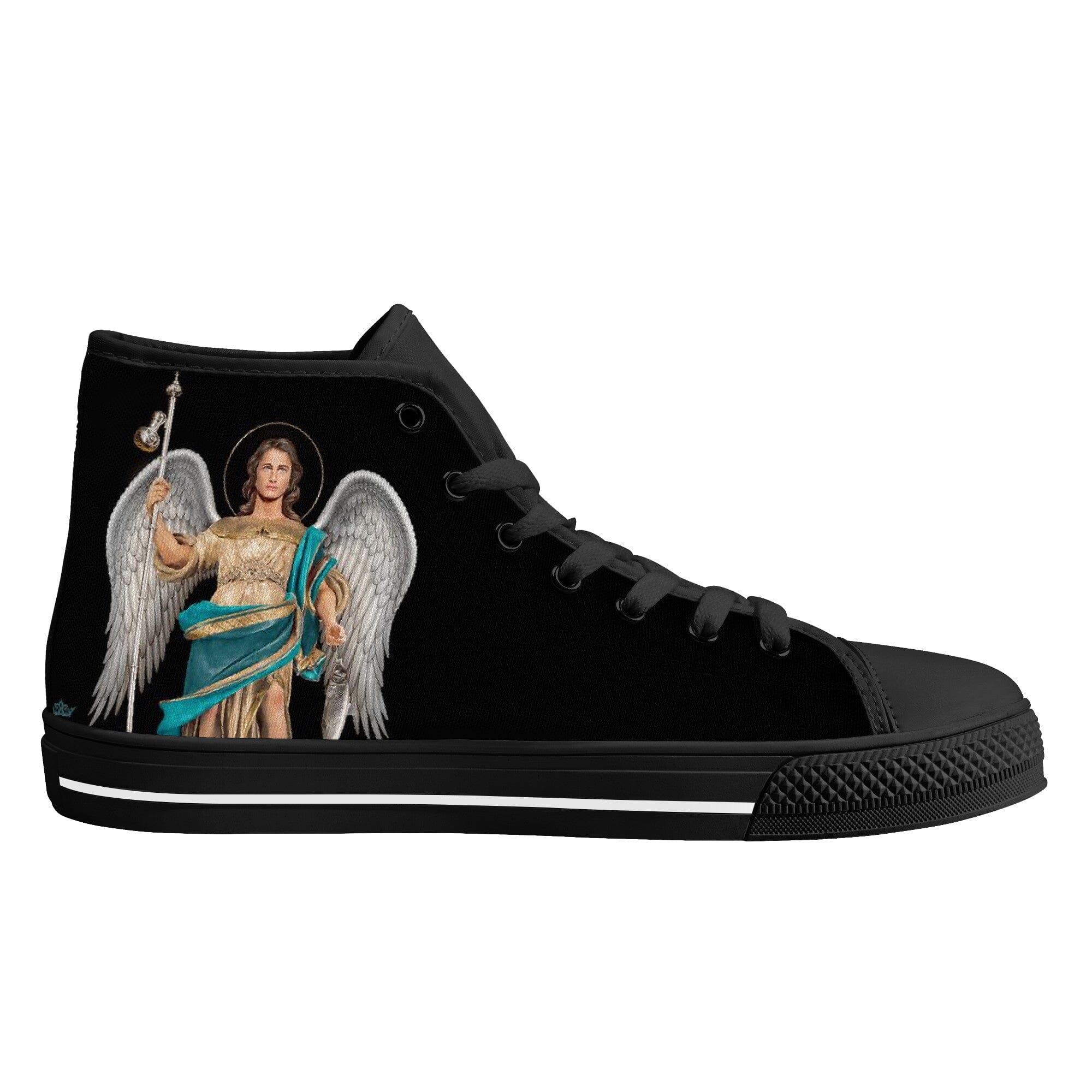 St. Raphael the Archangel Canvas High Top Shoes (Black/Black) - VENXARA®