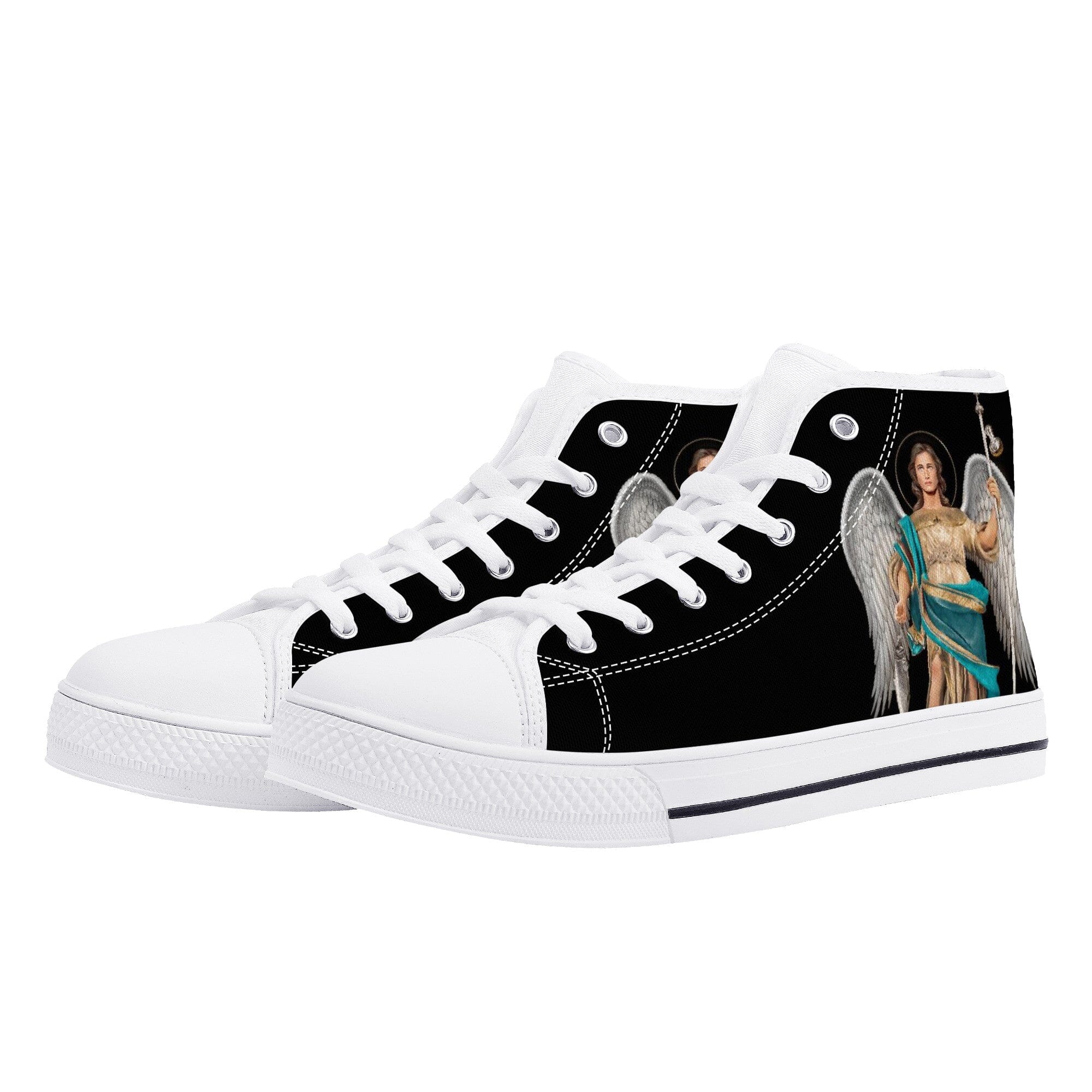 St. Raphael the Archangel Canvas High Top Shoes (Black/White) - VENXARA®