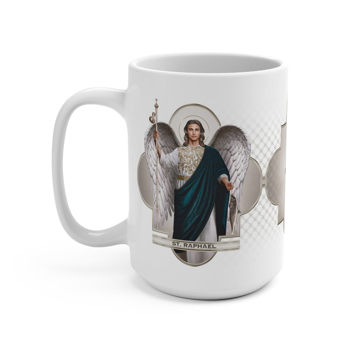 St. Raphael the Archangel Ceramic Mug (White 15 oz) Copyright VENXARA