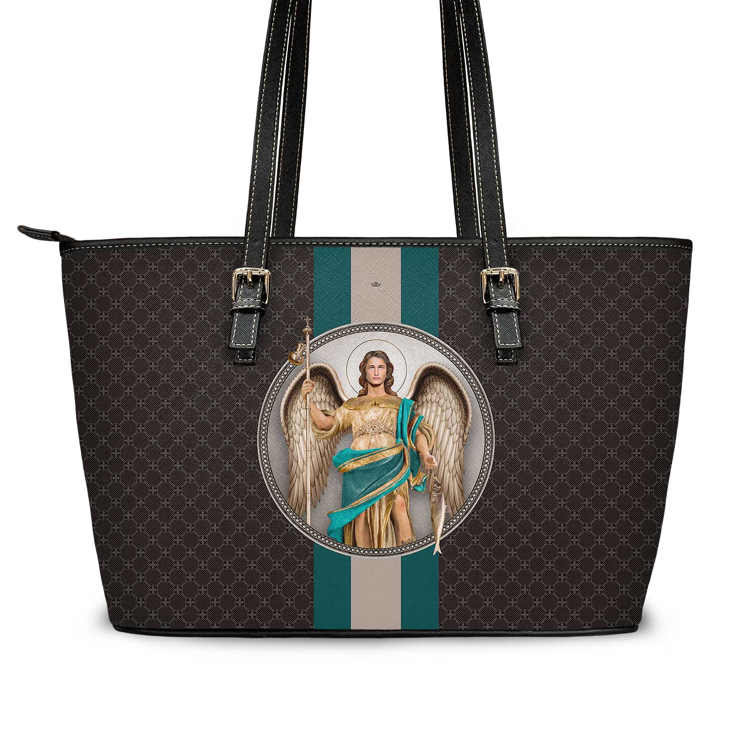 St. Raphael the Archangel Medallion Tote Bag (Charcoal) - VENXARA®