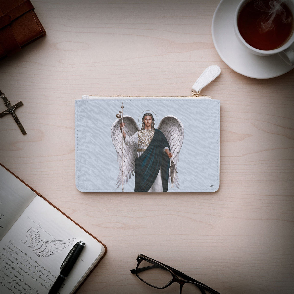 St. Raphael the Archangel Mini Clutch Pouch (Heavenly Blue) Copyright VENXARA