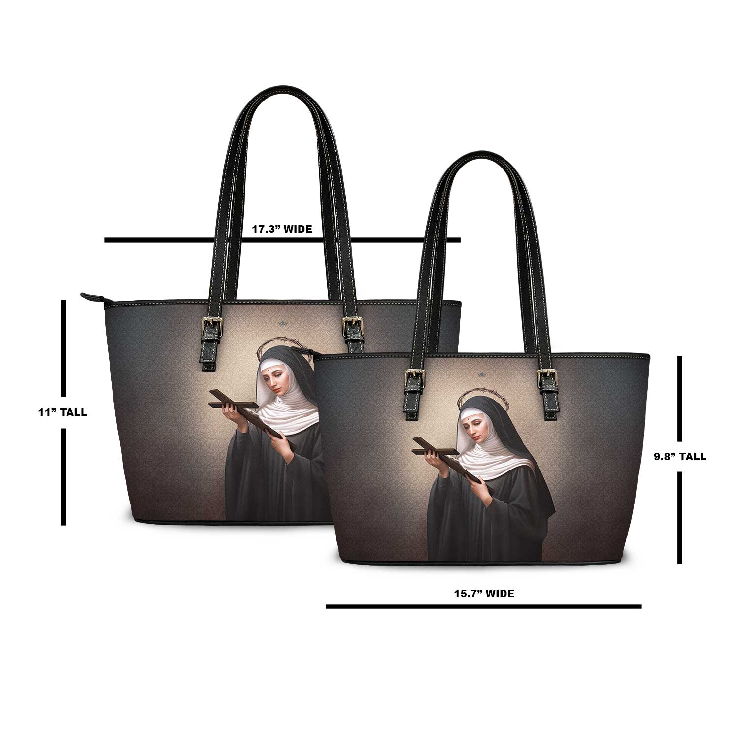 St. Rita of Cascia Tote Bag (Dark Damask) - VENXARA®