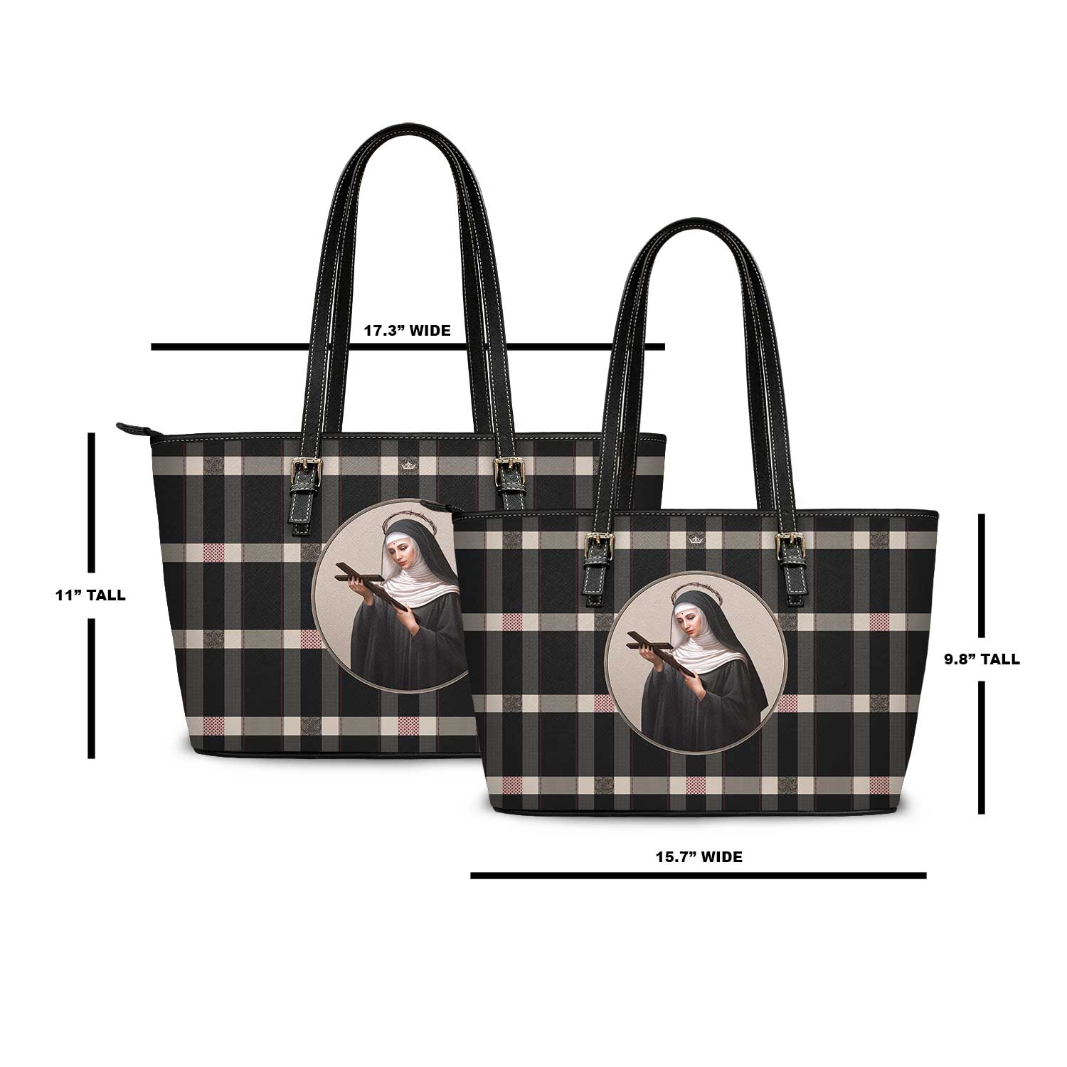 St. Rita of Cascia Tote Bag (Plaid) - VENXARA®