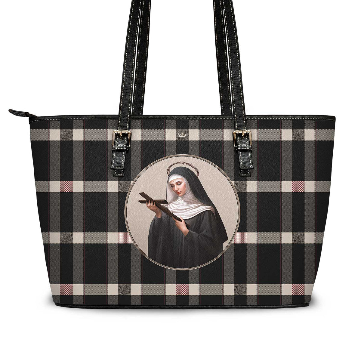 St. Rita of Cascia Tote Bag (Plaid) Copyright VENXARA