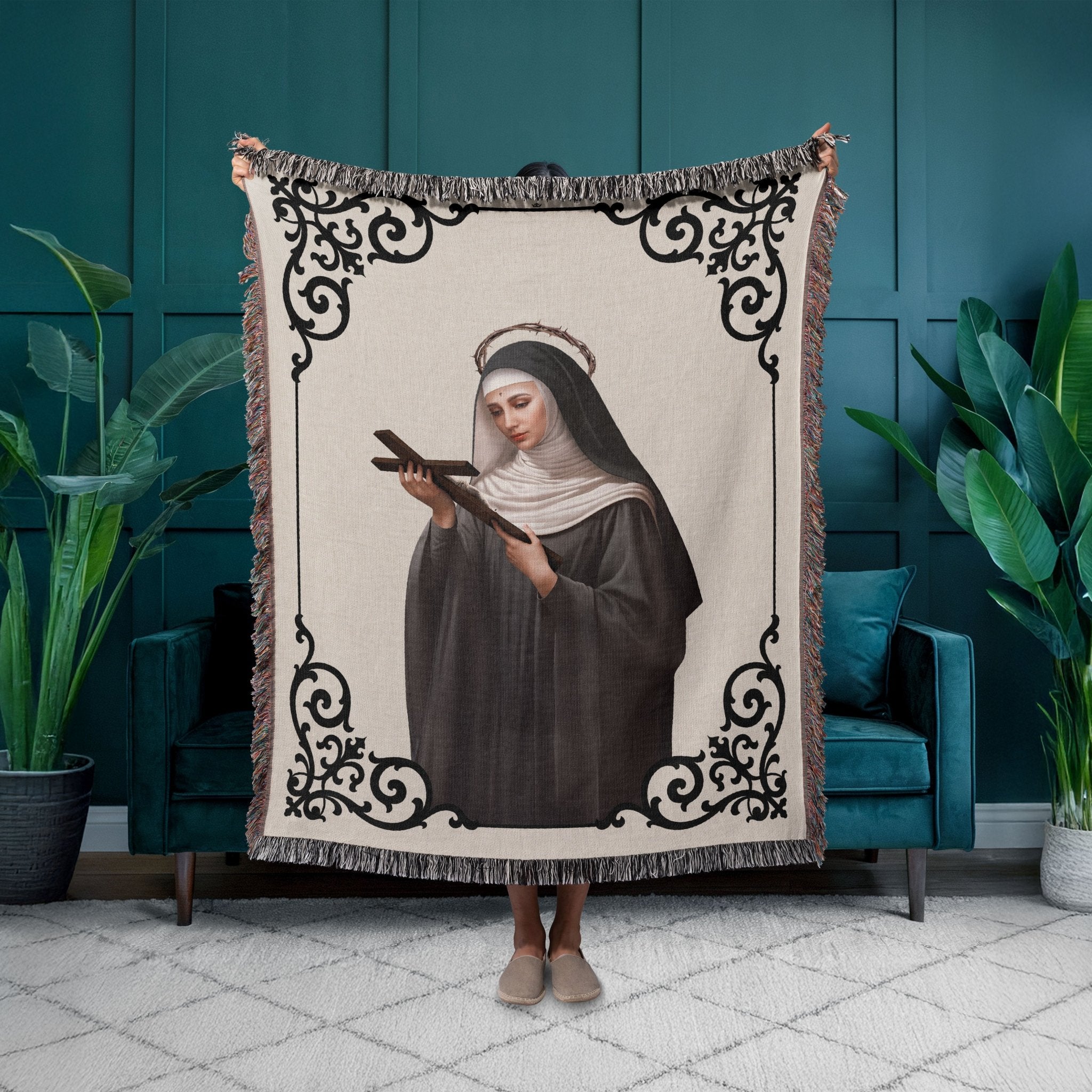 St. Rita of Cascia Woven Blanket - VENXARA®