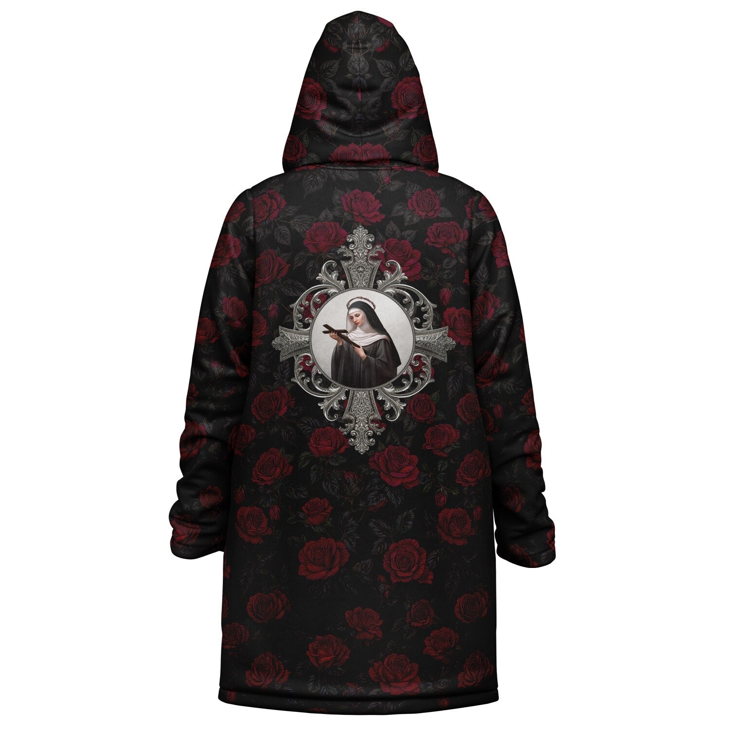 St. Rita of Cascia Zipper Microfleece Cloak (Roses) - VENXARA®