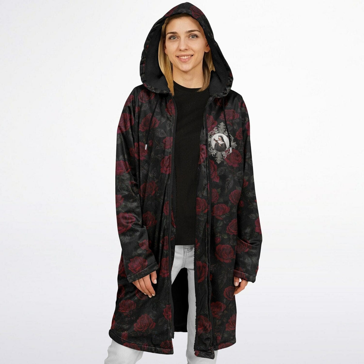 St. Rita of Cascia Zipper Microfleece Cloak (Roses) Copyright VENXARA