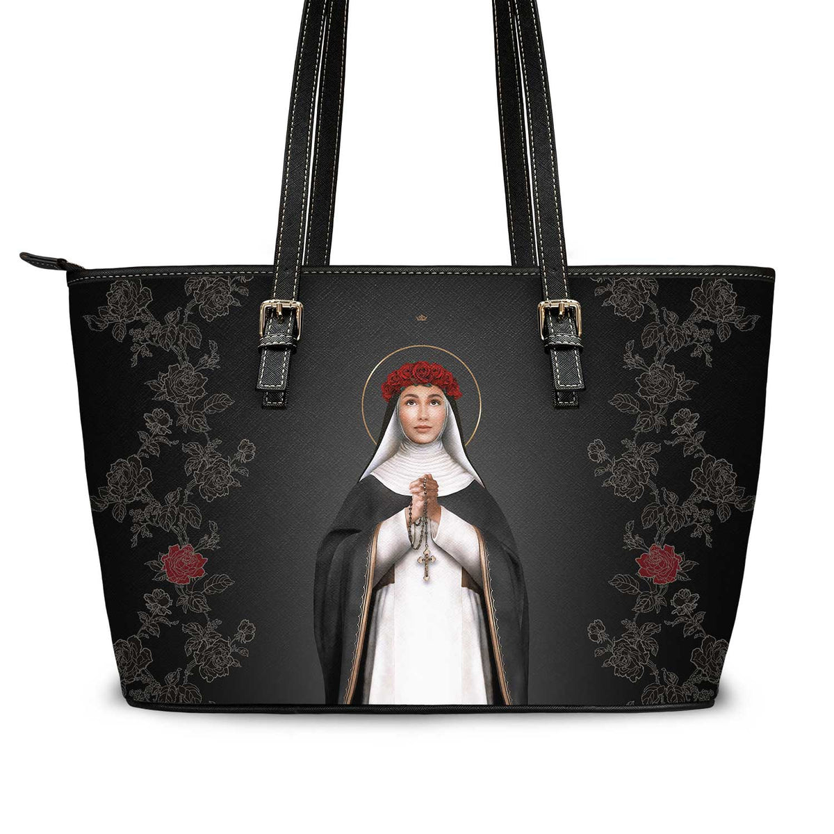 St. Rose of Lima Tote Bag (Black) Copyright VENXARA