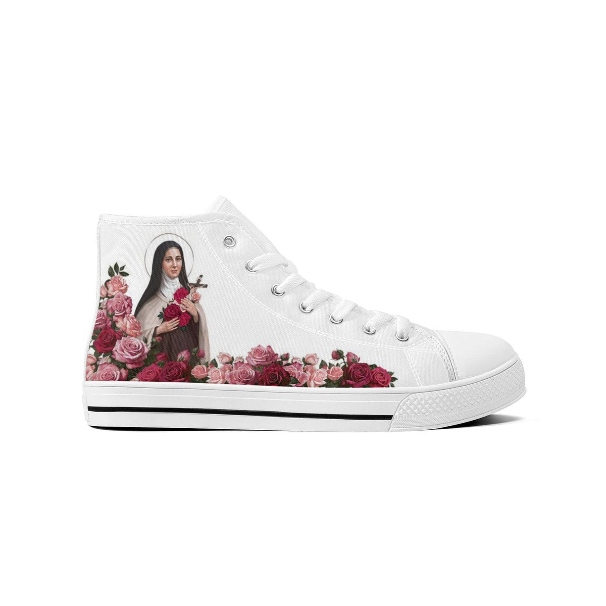 St. Therese of Lisieux Comfort Canvas High Top Shoes (White/White) Copyright VENXARA