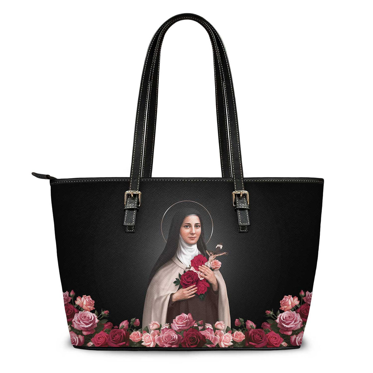 St. Therese of Lisieux Tote Bag (Black) Copyright VENXARA