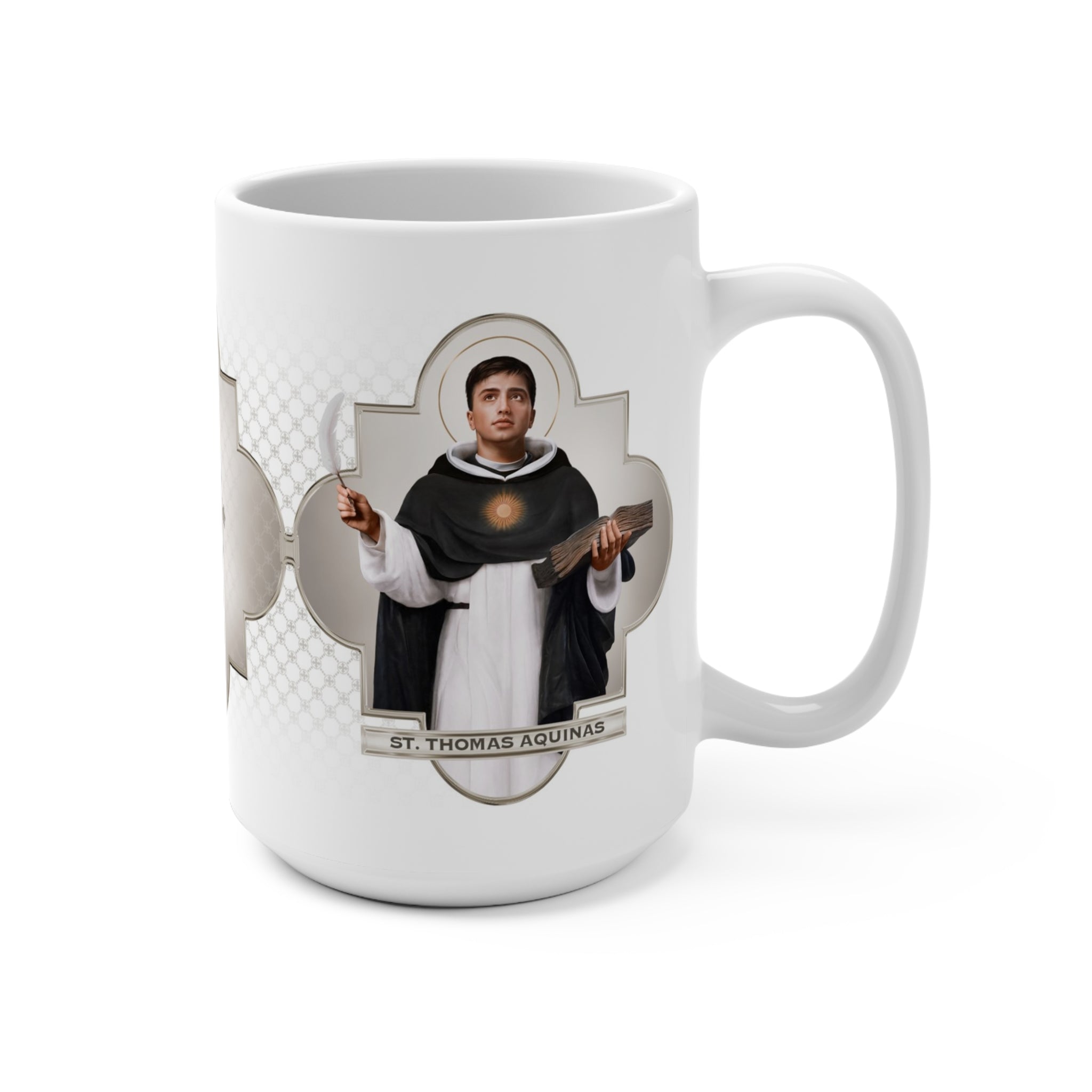 St. Thomas Aquinas Ceramic Mug (White 15 oz) - VENXARA®